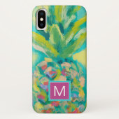 Monogram | Kleurrijke tropische ananas Case-Mate iPhone Case (Achterkant)