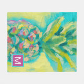 Monogram | Kleurrijke tropische ananas Fleece Deken (Voorkant (Horizontaal))