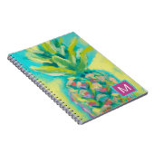 Monogram | Kleurrijke tropische ananas Notitieboek (Rechterzijde)