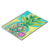 Monogram | Kleurrijke tropische ananas Notitieboek (Linkerzijde)