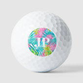 Monogram Kleurrijke Tropische Bladeren Custom Golfballen (Voorkant)