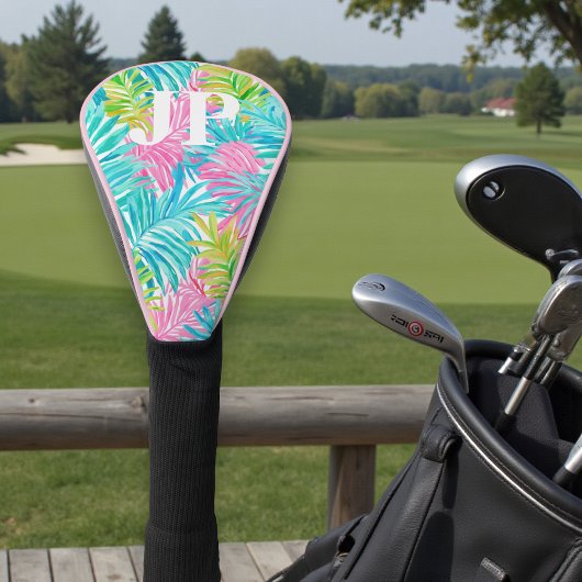 Monogram Kleurrijke Tropische Bladeren Custom Golfheadcover