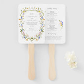  Monogram Kleurrijke Tuin Huwelijksprogramma Handwaaier (Voorkant en achterkant)