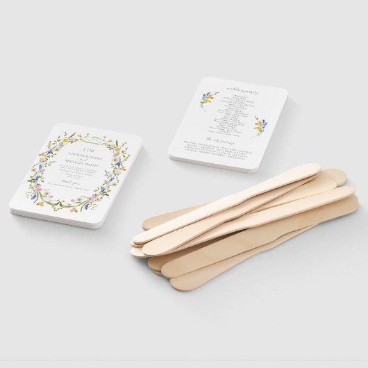  Monogram Kleurrijke Tuin Huwelijksprogramma Handwaaier (Niet-gemonteerd)