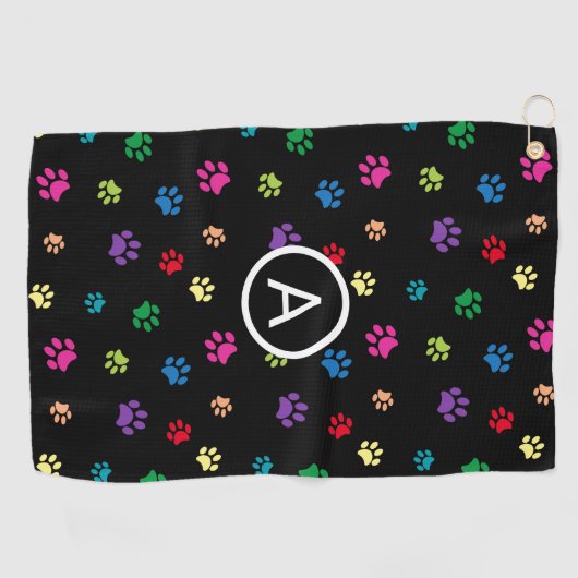 Monogram kleurrijke verf golfhanddoek (Horizontaal)