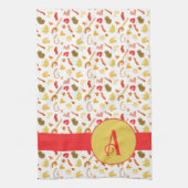 Monogram Kleurrijke Vormen Rode Streep Theedoek (Verticaal)