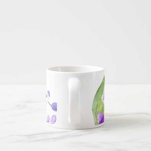 Monogram Kleurrijke Waterverf Orchidee ontwerp Espresso Kop (Achterkant)