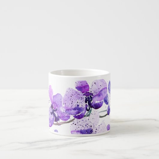 Monogram Kleurrijke Waterverf Orchidee ontwerp Espresso Kop (Voorkant)