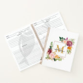 Monogram Kleurrijke Waterverf Rozen Bloemenrecept Notitieboek (Binnen)