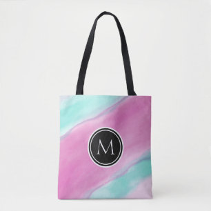 Monogram kleurrijke Waterverf Tote Bag