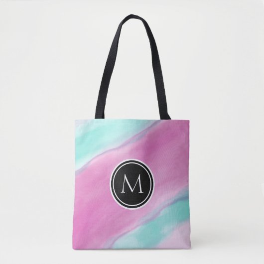 Monogram kleurrijke Waterverf Tote Bag (Voorkant)
