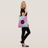 Monogram kleurrijke Waterverf Tote Bag (Op model)