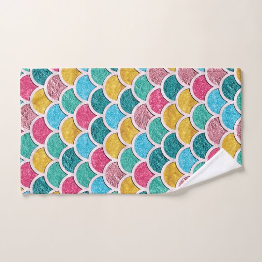 Monogram kleurrijke zeemeermin bad handdoek (Handdoek)