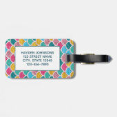 Monogram kleurrijke zeemeermin bagagelabel (Achterkant horizontaal)