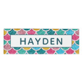 Monogram kleurrijke zeemeermin naambadge (Voorkant)