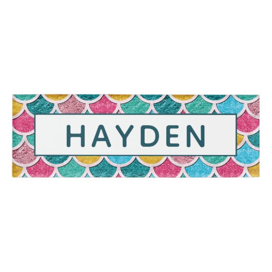 Monogram kleurrijke zeemeermin naambadge (Voorkant)
