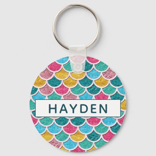 Monogram kleurrijke zeemeermin sleutelhanger (Voorkant)