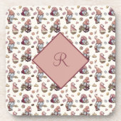 Monogram-knomes baking, cupcakes, donuts, Cute Bier Onderzetter (Voorkant)