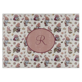 Monogram-knomes baking, cupcakes, donuts, Cute Snijplank