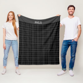 Monogram Knus Zwart Plaid Fleece Deken