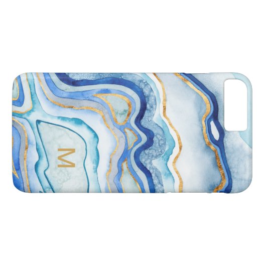 Monogram | Kobalt Agate II Case-Mate iPhone Case (Achterkant (Horizontaal))