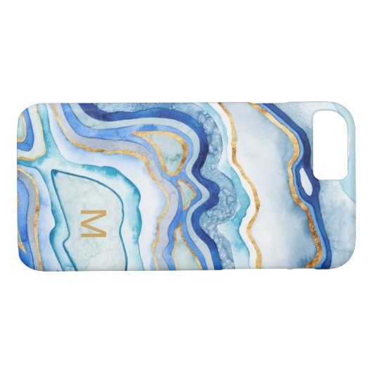 Monogram | Kobalt Agate II Case-Mate iPhone Case (Achterkant (Horizontaal))