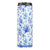 Monogram Kobalt Blauw Tropisch Bladeren Patroon 11 Thermosbeker (Achterkant)