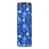 Monogram Kobalt Blauw Tropisch Bladeren Patroon 11 Thermosbeker (Achterkant)