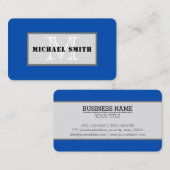 Monogram Kobalt Blue Solid Color Background Visitekaartje (Voorkant / Achterkant)