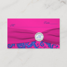 Monogram kobalt en fuchsia plaats kaarten plaatskaartje