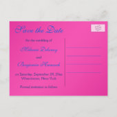 Monogram Kobalt en Fuchsia Save the Date Kaart (Achterkant)