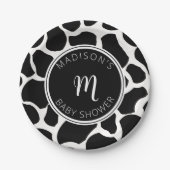 Monogram Koe Afdrukpapier Bord Baby shower (Voorkant)