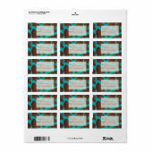 Monogram Koe Bruin en Blauwgroen afdrukken Etiket (Full Sheet)