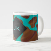 Monogram Koe Bruin en Blauwgroen afdrukken Grote Koffiekop (Voorkant rechts)