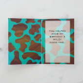 Monogram Koe Bruin en Blauwgroen afdrukken Kaart (Binnen)