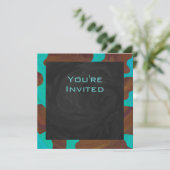 Monogram Koe Bruin en Blauwgroen afdrukken Kaart (Staand voorkant)