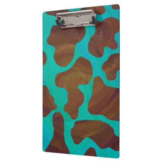 Monogram Koe Bruin en Blauwgroen afdrukken Klembord (Links)