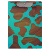 Monogram Koe Bruin en Blauwgroen afdrukken Klembord (Voorkant)