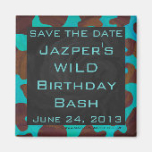 Monogram Koe Bruin en Blauwgroen afdrukken Magneet (Voorkant)