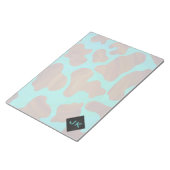 Monogram Koe Bruin en Blauwgroen afdrukken Notitieblok (Schuin)