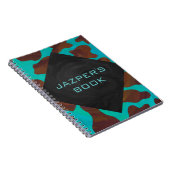 Monogram Koe Bruin en Blauwgroen afdrukken Notitieboek (Rechterzijde)