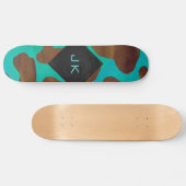 Monogram Koe Bruin en Blauwgroen afdrukken Persoonlijk Skateboard (Horizontaal)
