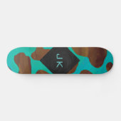 Monogram Koe Bruin en Blauwgroen afdrukken Persoonlijk Skateboard (Horizontaal)