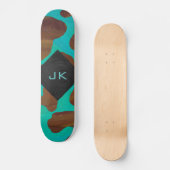 Monogram Koe Bruin en Blauwgroen afdrukken Persoonlijk Skateboard (Voorkant)
