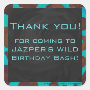 Monogram Koe Bruin en Blauwgroen afdrukken Vierkante Sticker