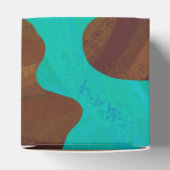 Monogram Koe Bruin en Turkoois Print Bedankdoosjes (Bovenkant)