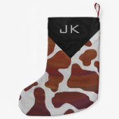 Monogram Koe Bruin- en White Print Pattern Kleine Kerstsok (Achterkant)