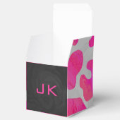 Monogram Koe Hot Pink en White Print Bedankdoosjes (Geopend)