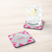 Monogram Koe Hot Pink en White Print Bier Onderzetter (Rechterzijde)