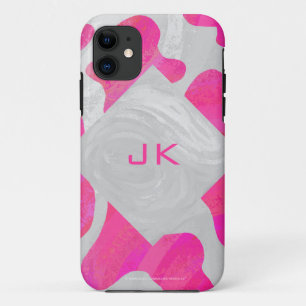 Monogram Koe Hot Pink en White Print Case-Mate iPhone Case